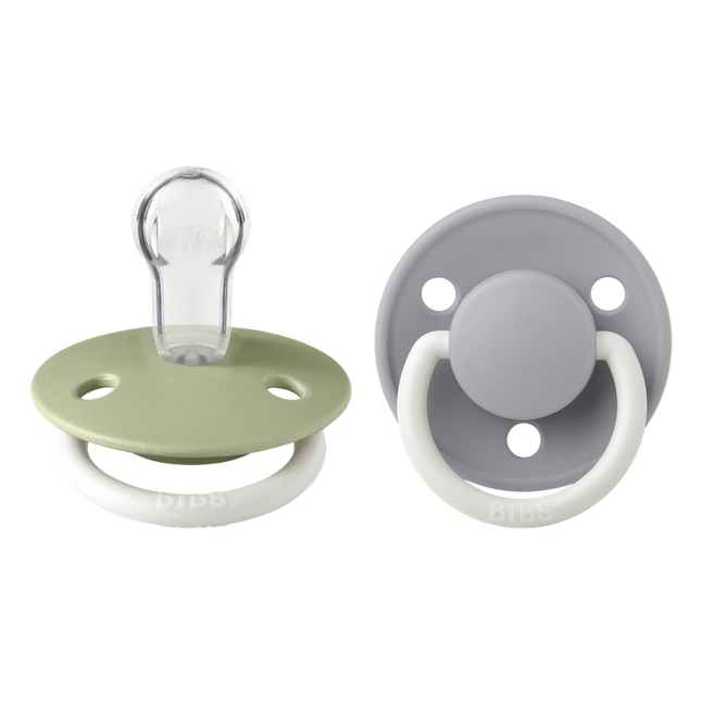 PACK 2 CHUPETES BIBS SILICONA 0-6 MESES SAGE GLOW/CLOUD GLOW