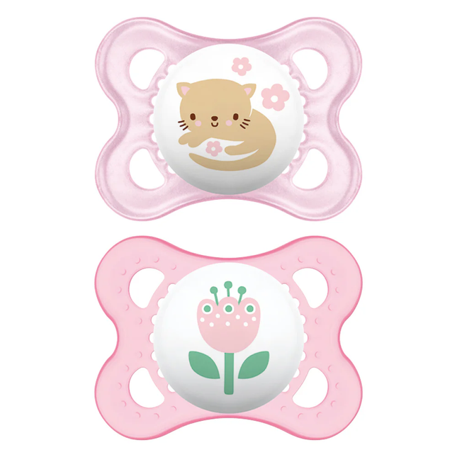 2 Chupetes Silicona  Original  2-6 Meses Rosado