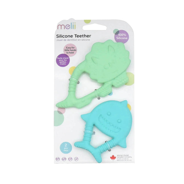 Pack De 2 Mordedores De Silicona Dino Y Tiburon