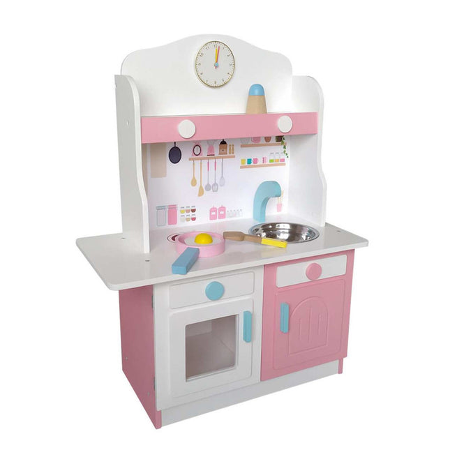 Cocina De Madera Blanca/Rosada + Accesorios