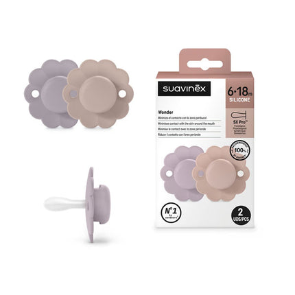 CHUPETE FISIOLÓGICO SILICONA 6/18M 2U WONDER LAVE/PMAUV
