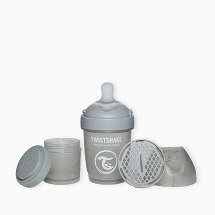 Mamadera Twistshake Double Pro 180ml Gris Pastel