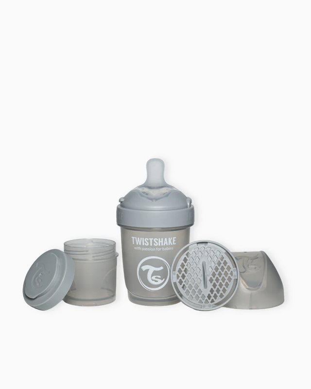 Mamadera Twistshake Double Pro 180ml Gris Pastel