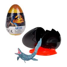 HUEVO CON DINOSAURIO, SLIME, MONEDA Y GUIA JURASSIC WORLD DOMINION (EN CDU)