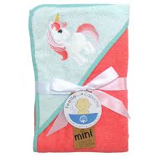 Toalla Capucha 75x75 cms Unicornio (coral)