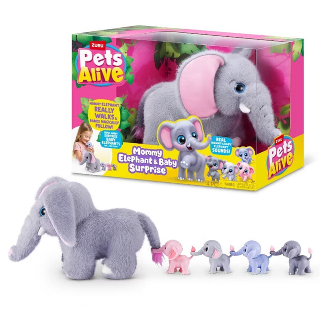 Pets Alive Mamá Elefante y Bebés Sorpresa
