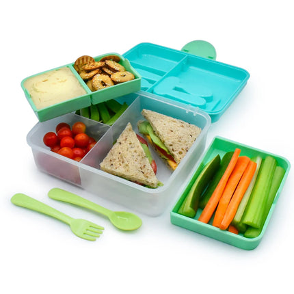 Lonchera Bento Box Con Cubiertos - Azul