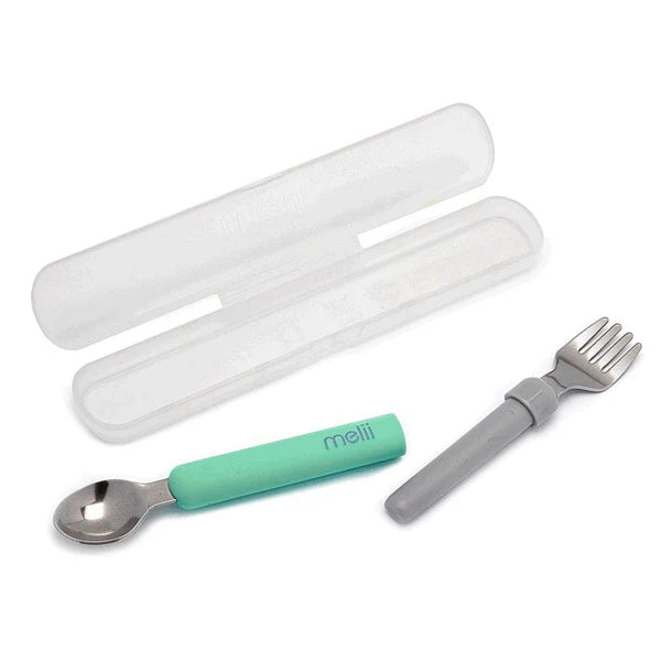 Set Cuchara Y Tenedor Desmontable Verde-Gris