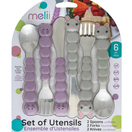 Set De 6 Cubiertos Gato Y Bulldog