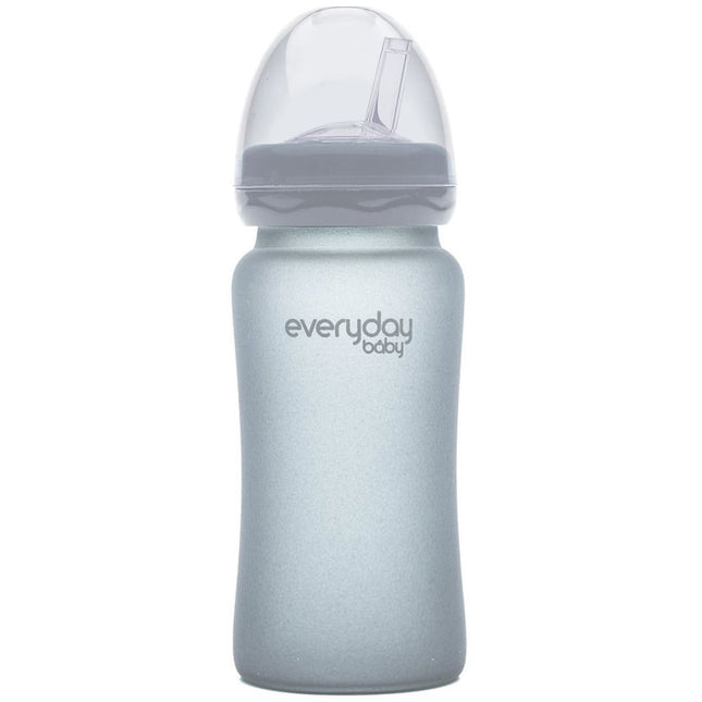 Mamadera De Vidrio Con Bombilla 240 ml Gris