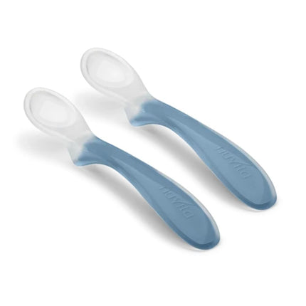 Set de 2 cucharas de silicona Easy Eating Power blue - Nuvita
