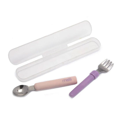 Set Cuchara Y Tenedor Desmontable Rosado-Morado