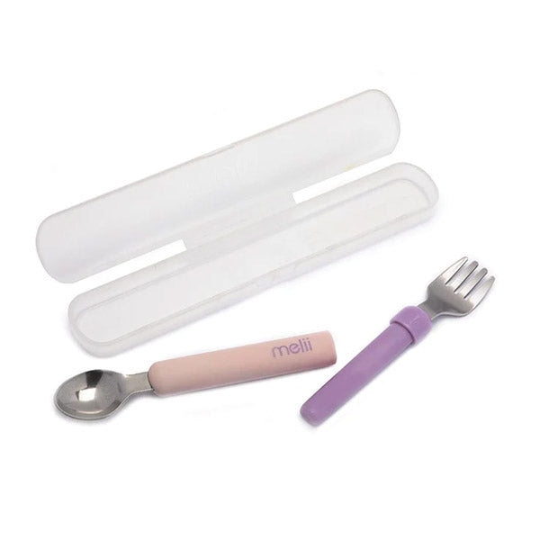 Set Cuchara Y Tenedor Desmontable Rosado-Morado