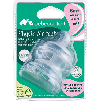 2 Tetinas Physio Air Flujo Abundante 6m+ Bebe Confort