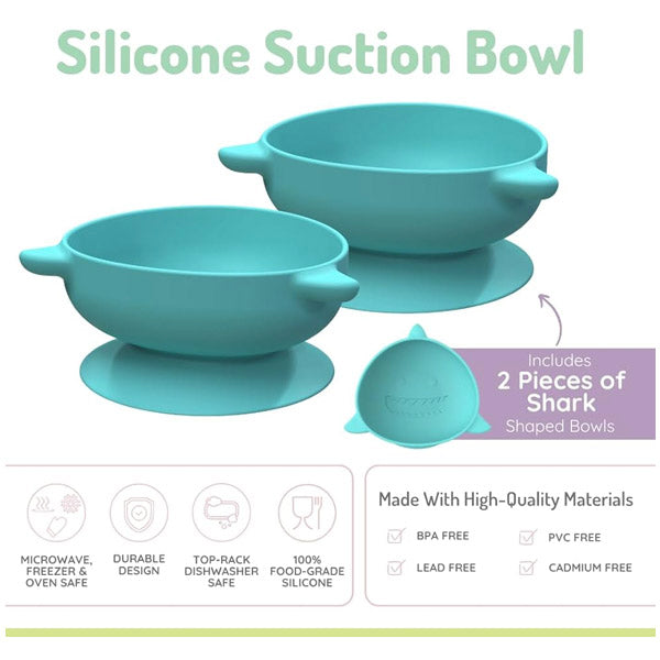 Pack De 2 Bowls De Silicona Con Succión Tiburon