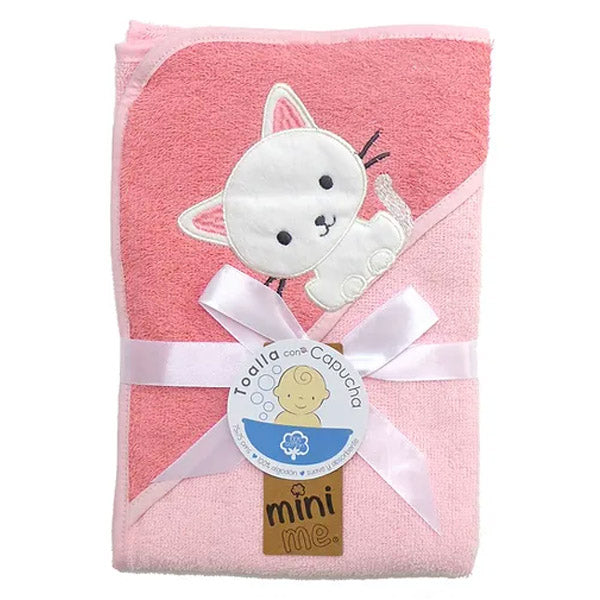 Toalla Capucha 75x75 cms Gata (rosado)